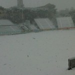 Montepaschi Arena con la neve (credits acsiena.it)