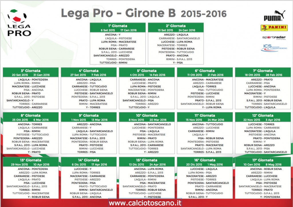 Calendario Lega Pro 2015-16 Girone B
